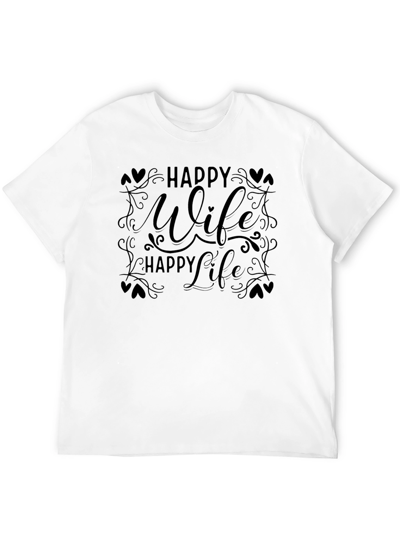 Happy Wife Happy Life T-Shirt Mens Black Graphic Tee