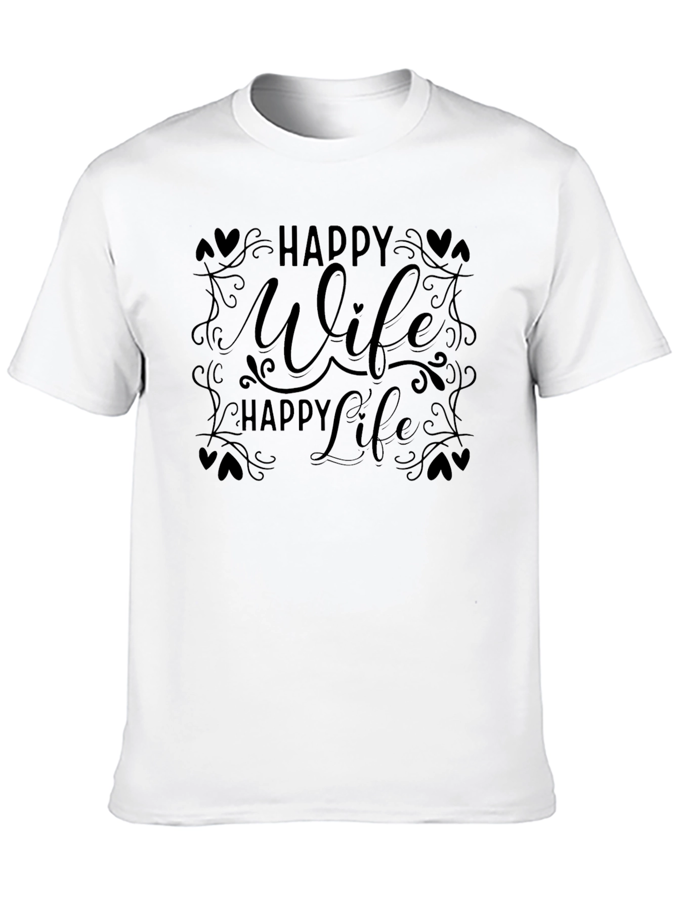 Happy Wife Happy Life T-Shirt Mens Black Graphic Tee