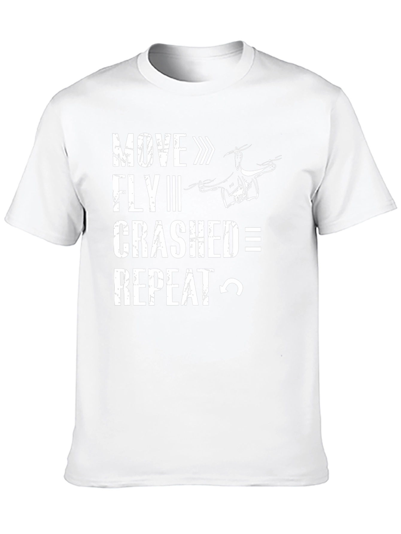 Drone Enthusiast Black T-Shirt: Move Fly Crash Repeat