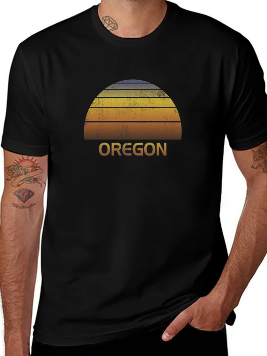 Retro Oregon Sunset Graphic Tee - Black