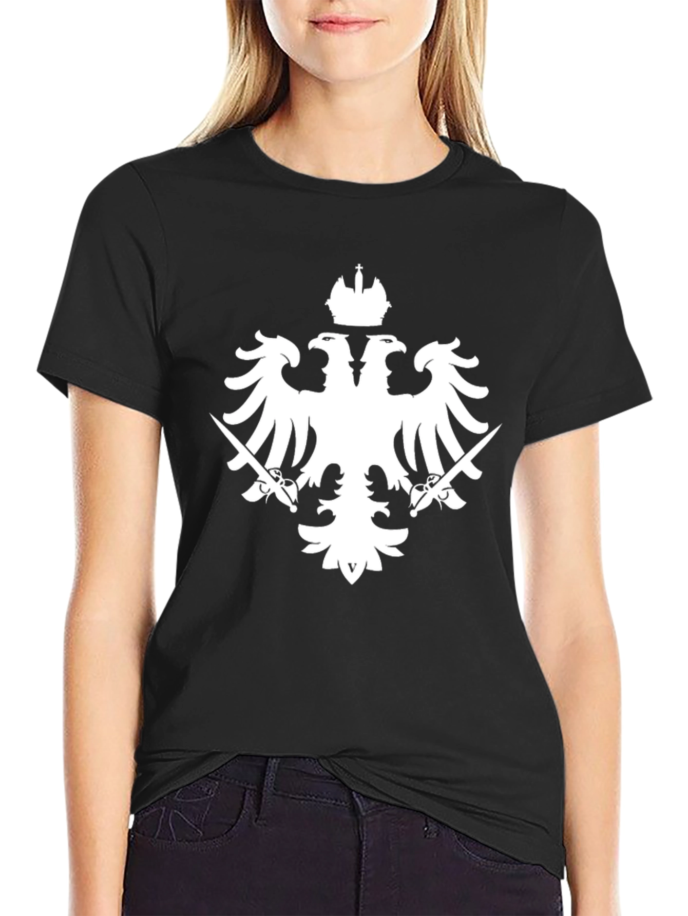 Double-Headed Eagle Graphic Tee - Black