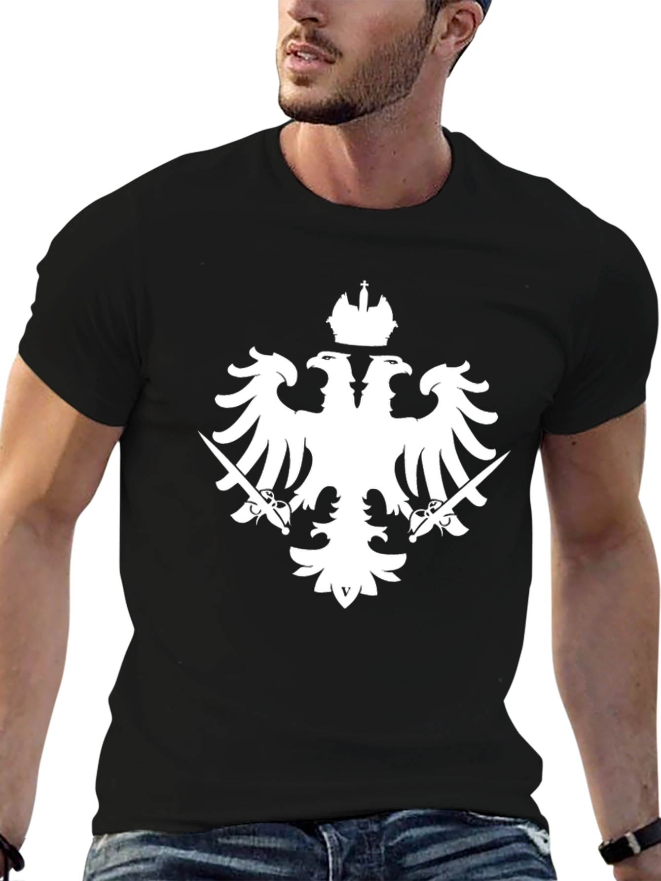 Double-Headed Eagle Graphic Tee - Black