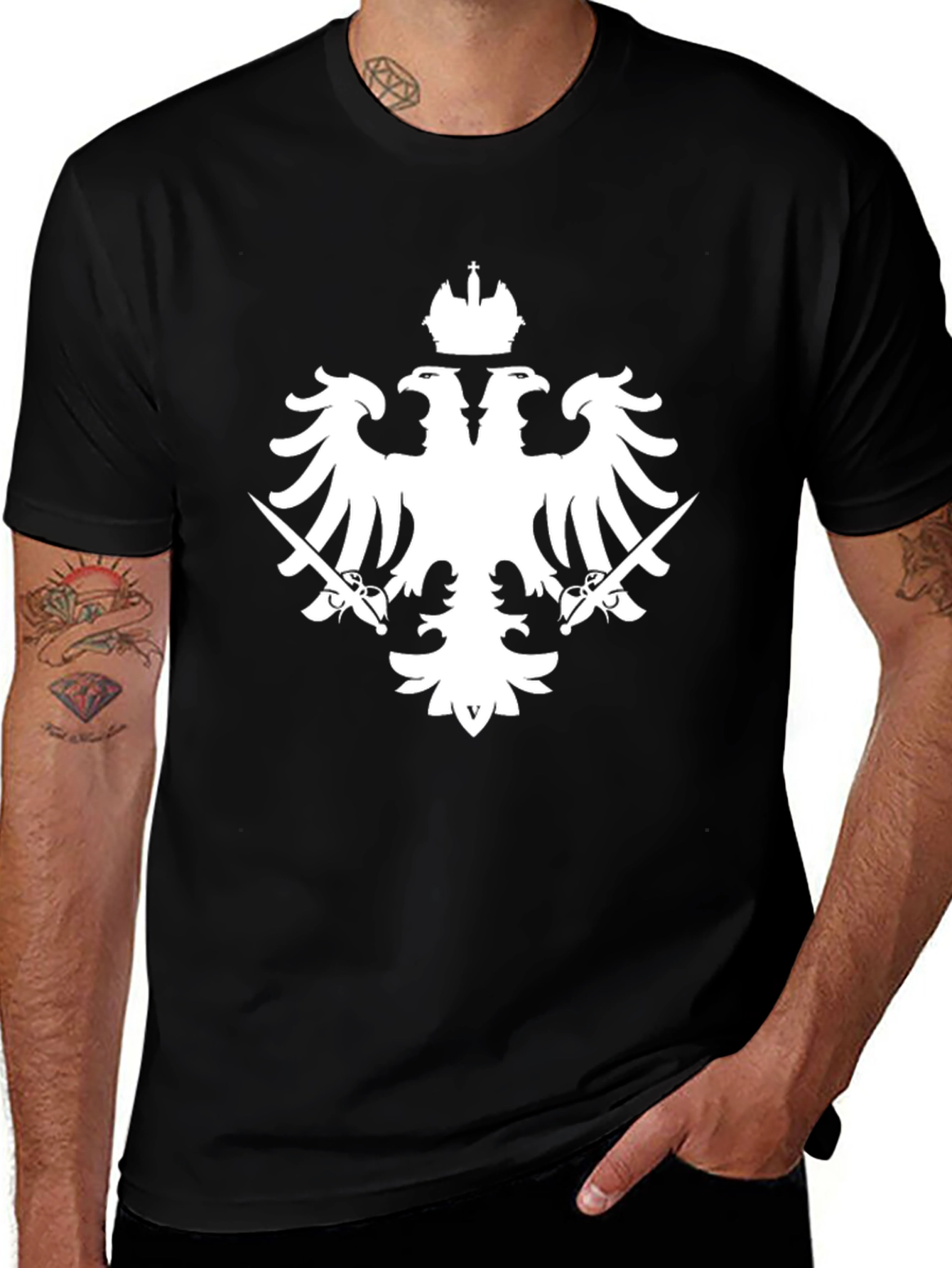 Double-Headed Eagle Graphic Tee - Black