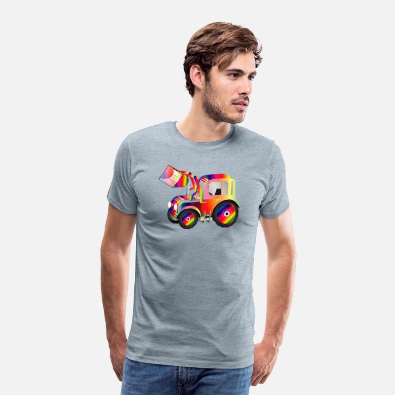 Tractor front loader in bright rainbow colors