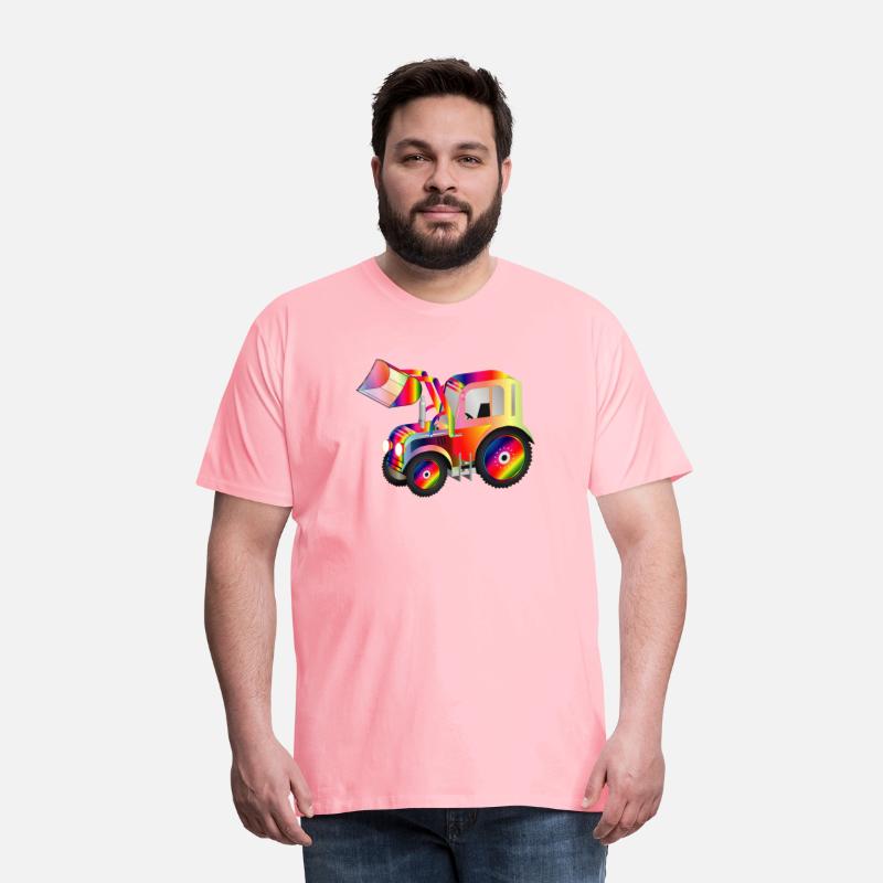 Tractor front loader in bright rainbow colors