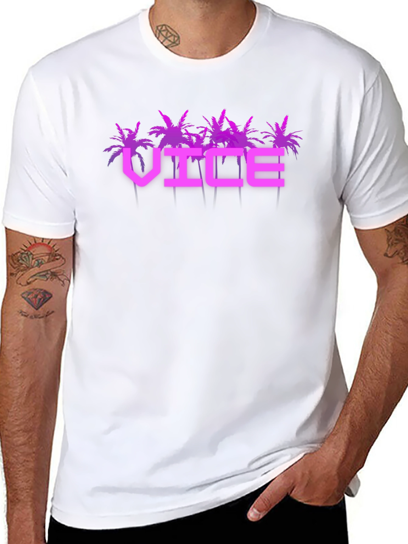 Vice T-Shirt - Miami Palm Tree Design
