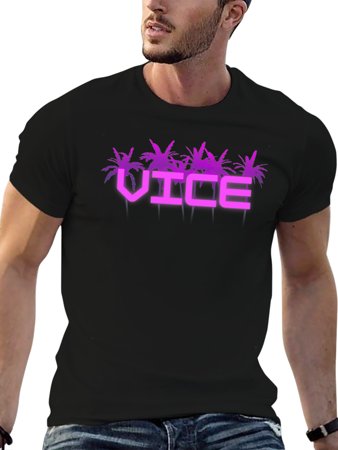 Vice T-Shirt - Miami Palm Tree Design