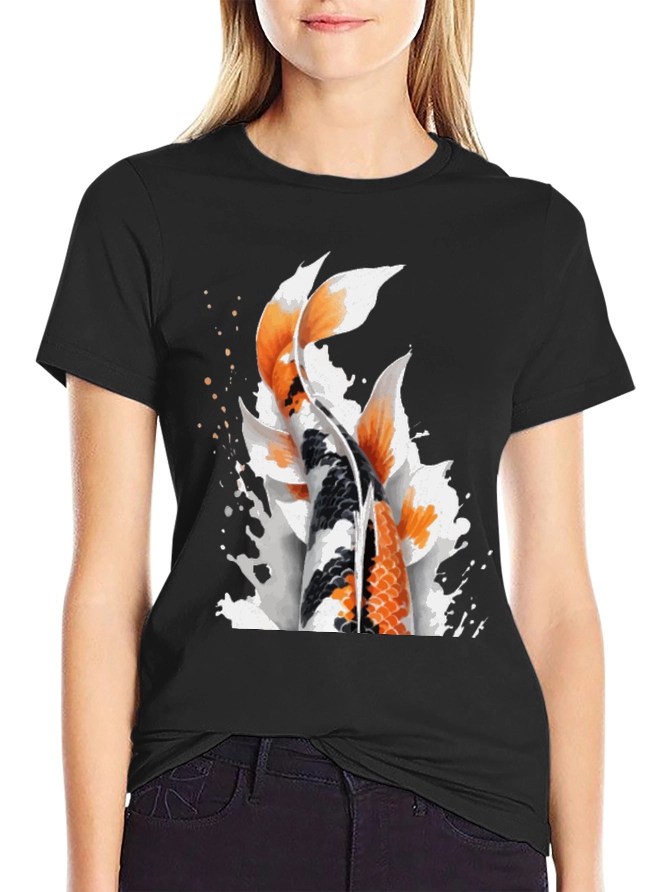 Koi Fish Graphic Black T-Shirt