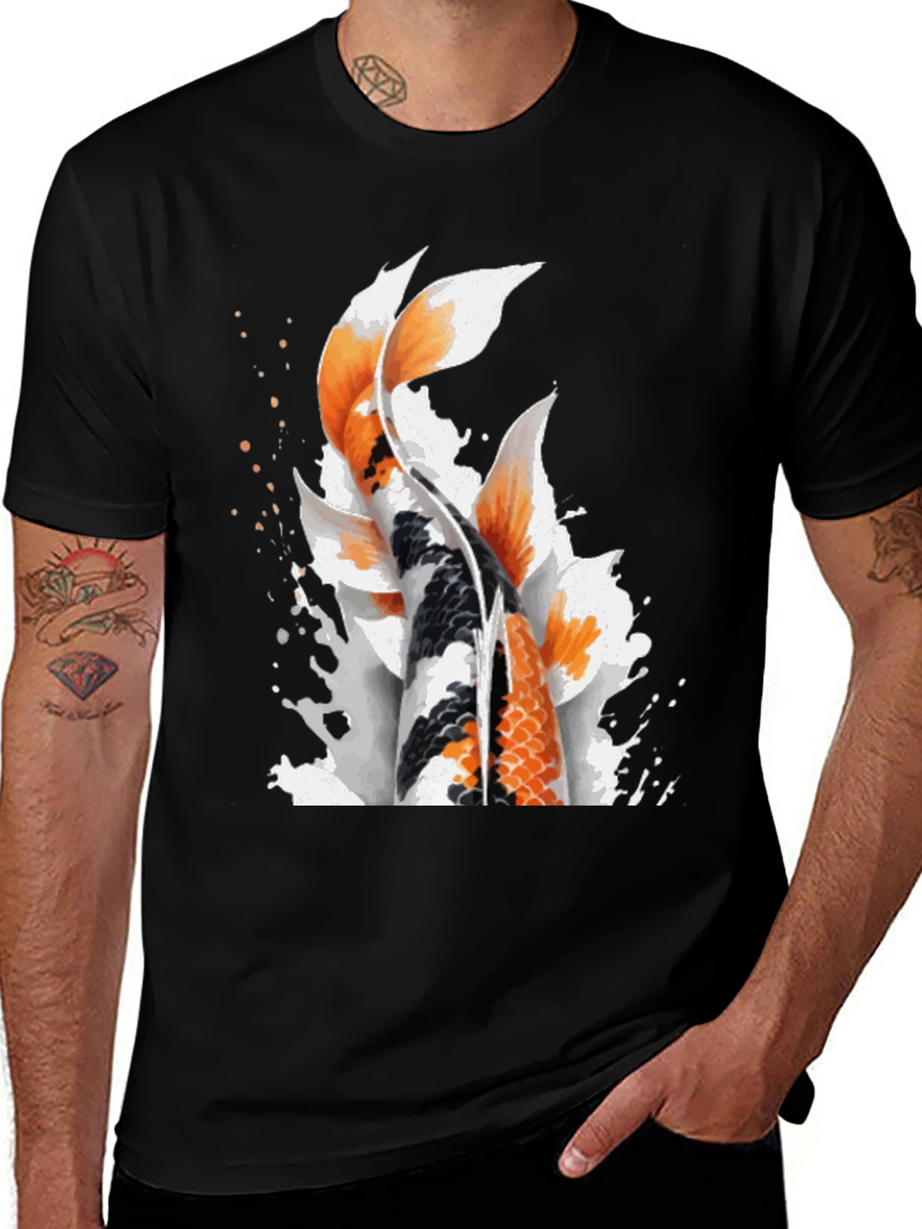 Koi Fish Graphic Black T-Shirt