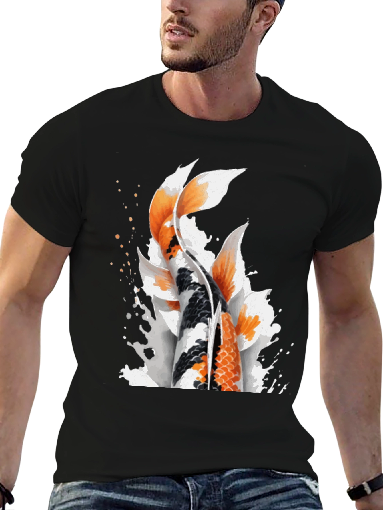 Koi Fish Graphic Black T-Shirt