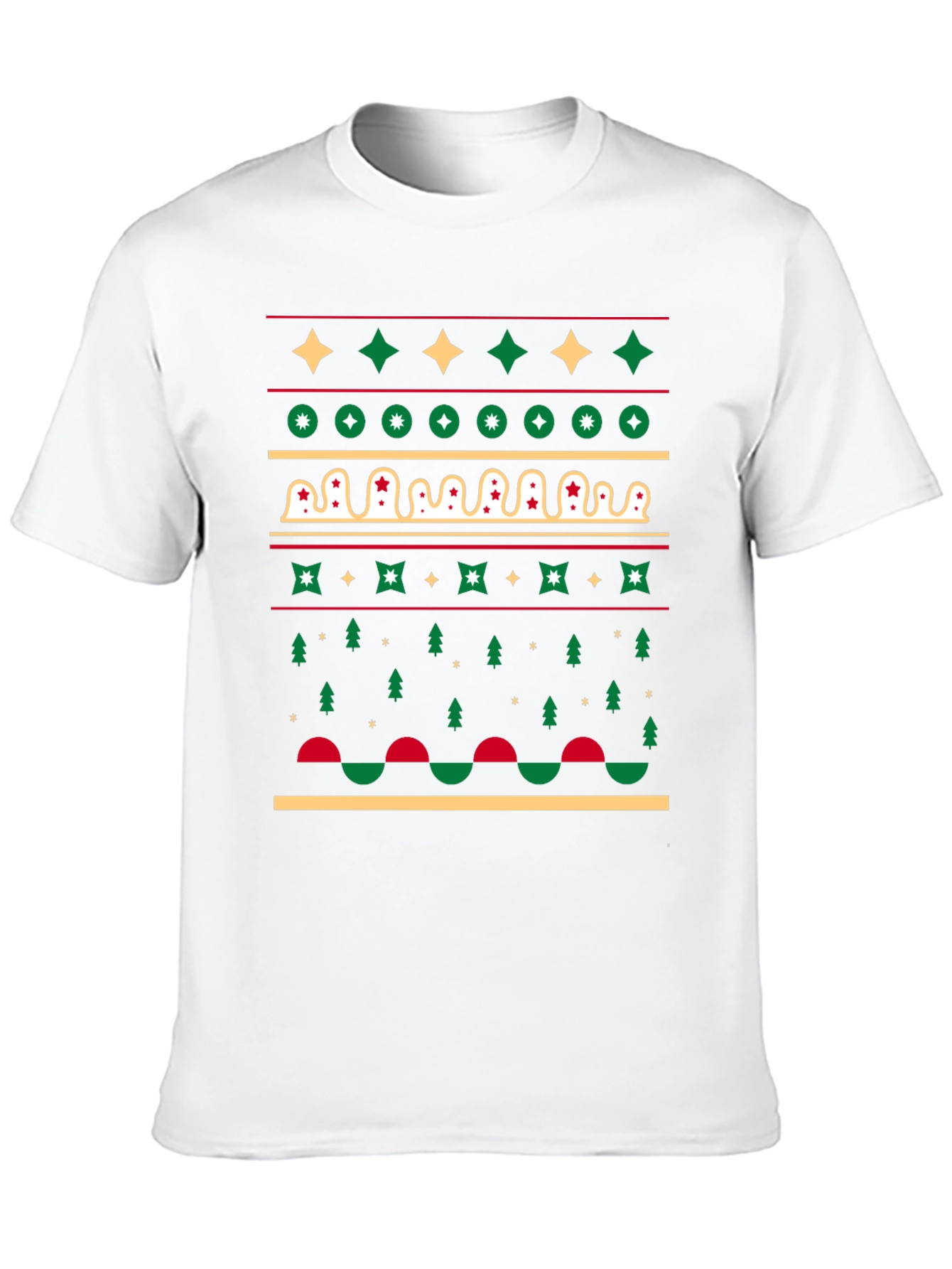 Festive Holiday Pattern Black T-Shirt