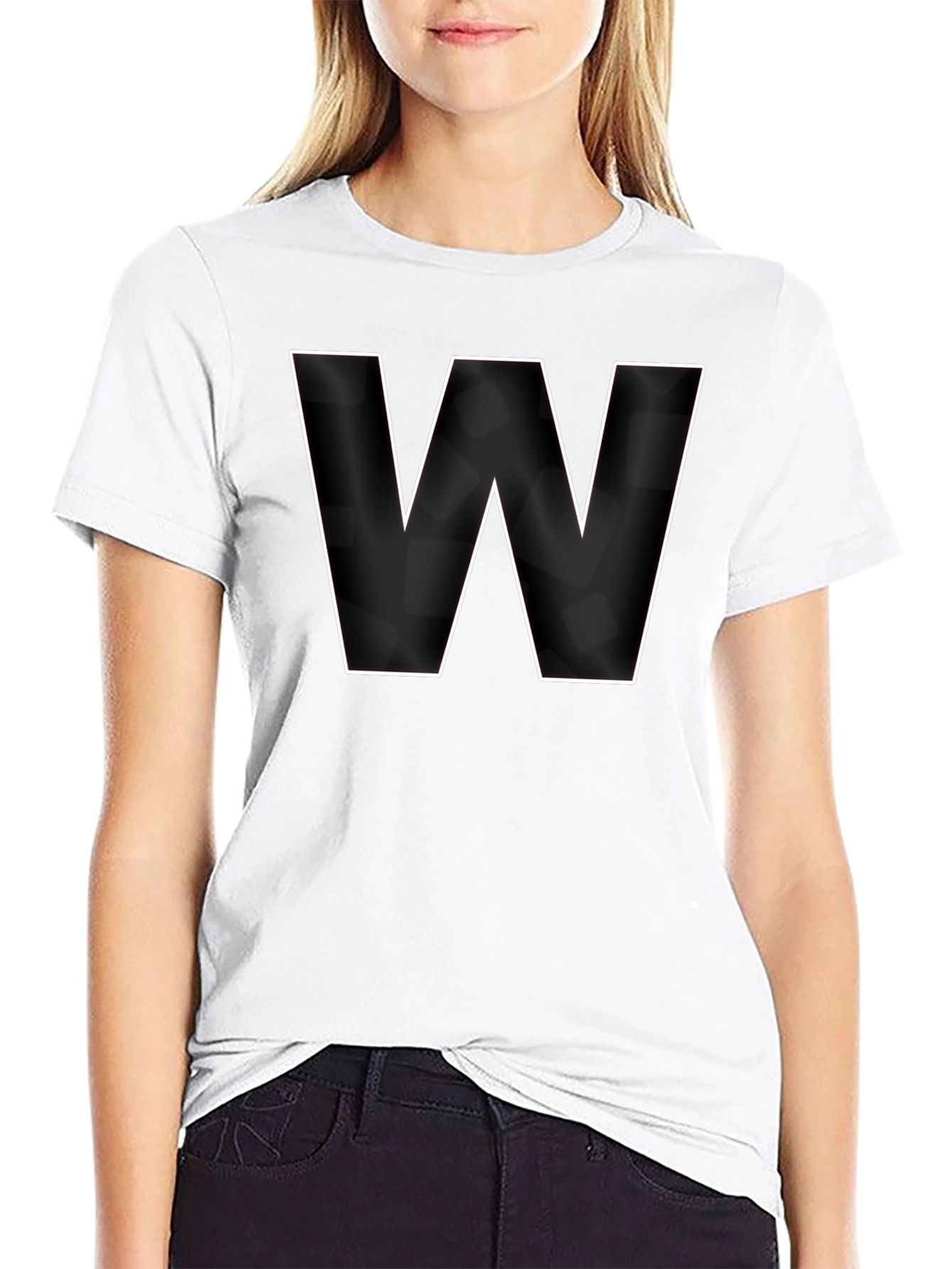 Letter W Graphic Black T-Shirt - Modern Style