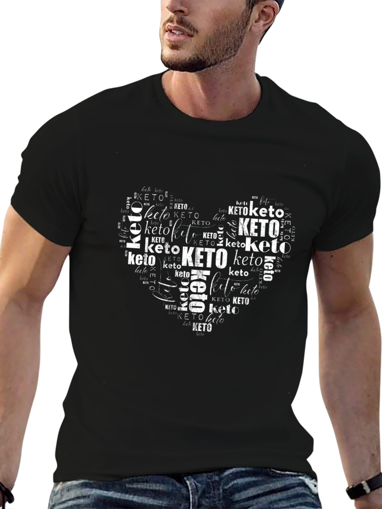 Keto Heart T-Shirt - Black Graphic Tee