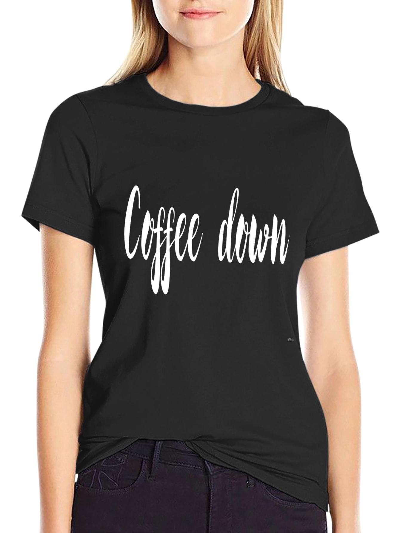Coffee Down Graphic Tee - Black Cotton T-Shirt