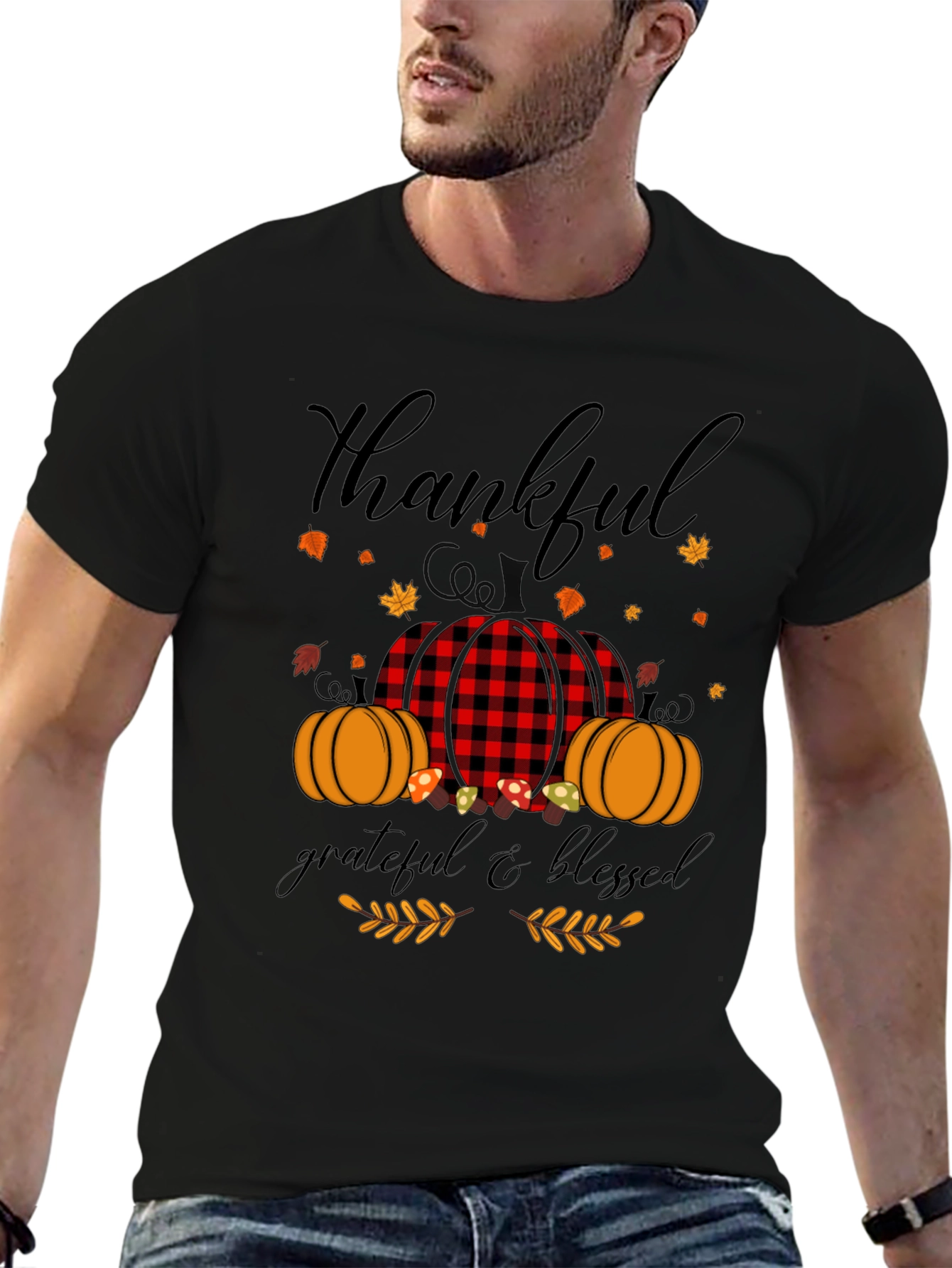 Thankful Grateful Blessed Fall Pumpkin T-Shirt