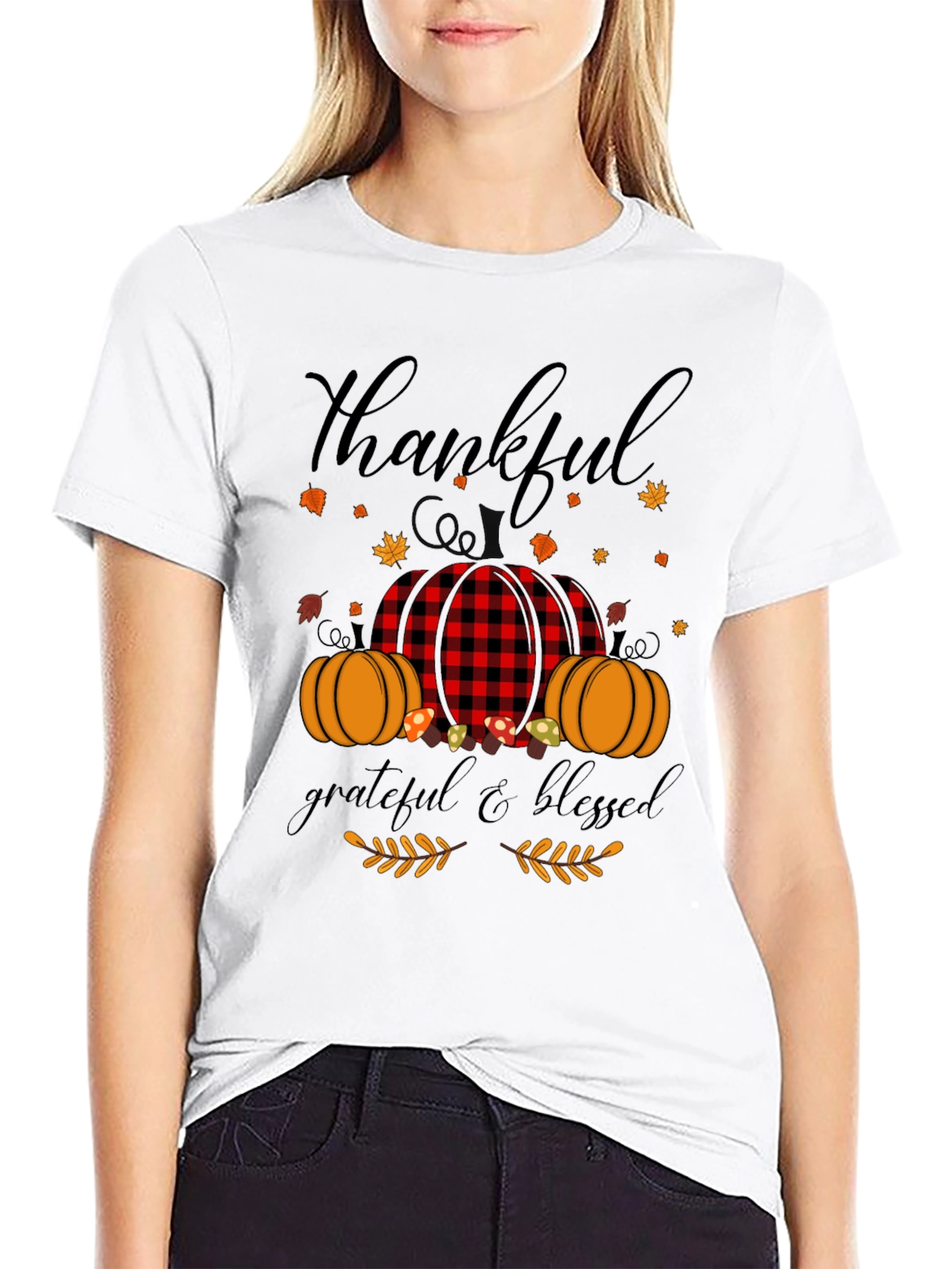 Thankful Grateful Blessed Fall Pumpkin T-Shirt
