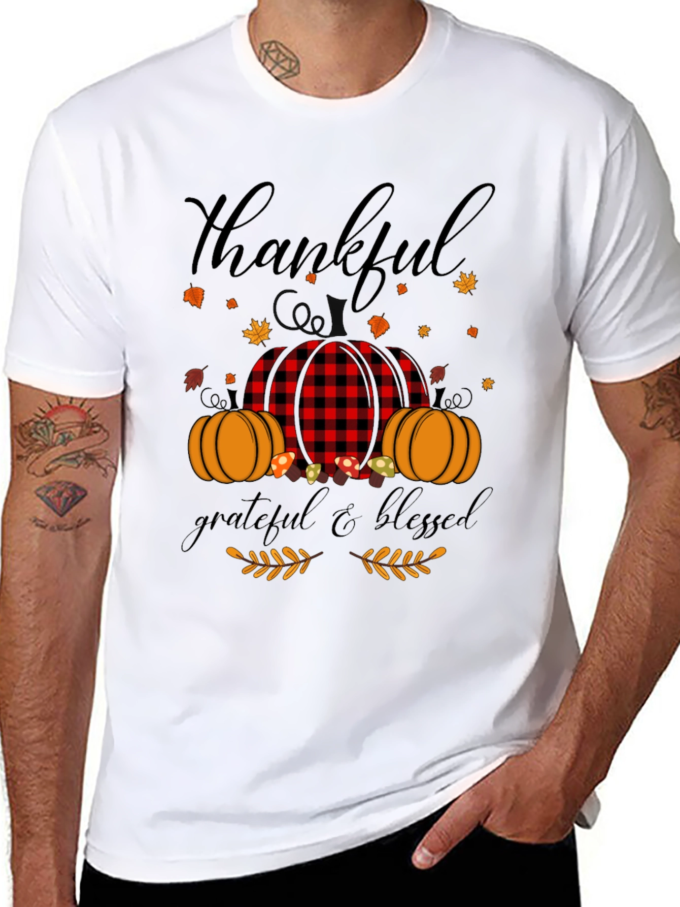 Thankful Grateful Blessed Fall Pumpkin T-Shirt