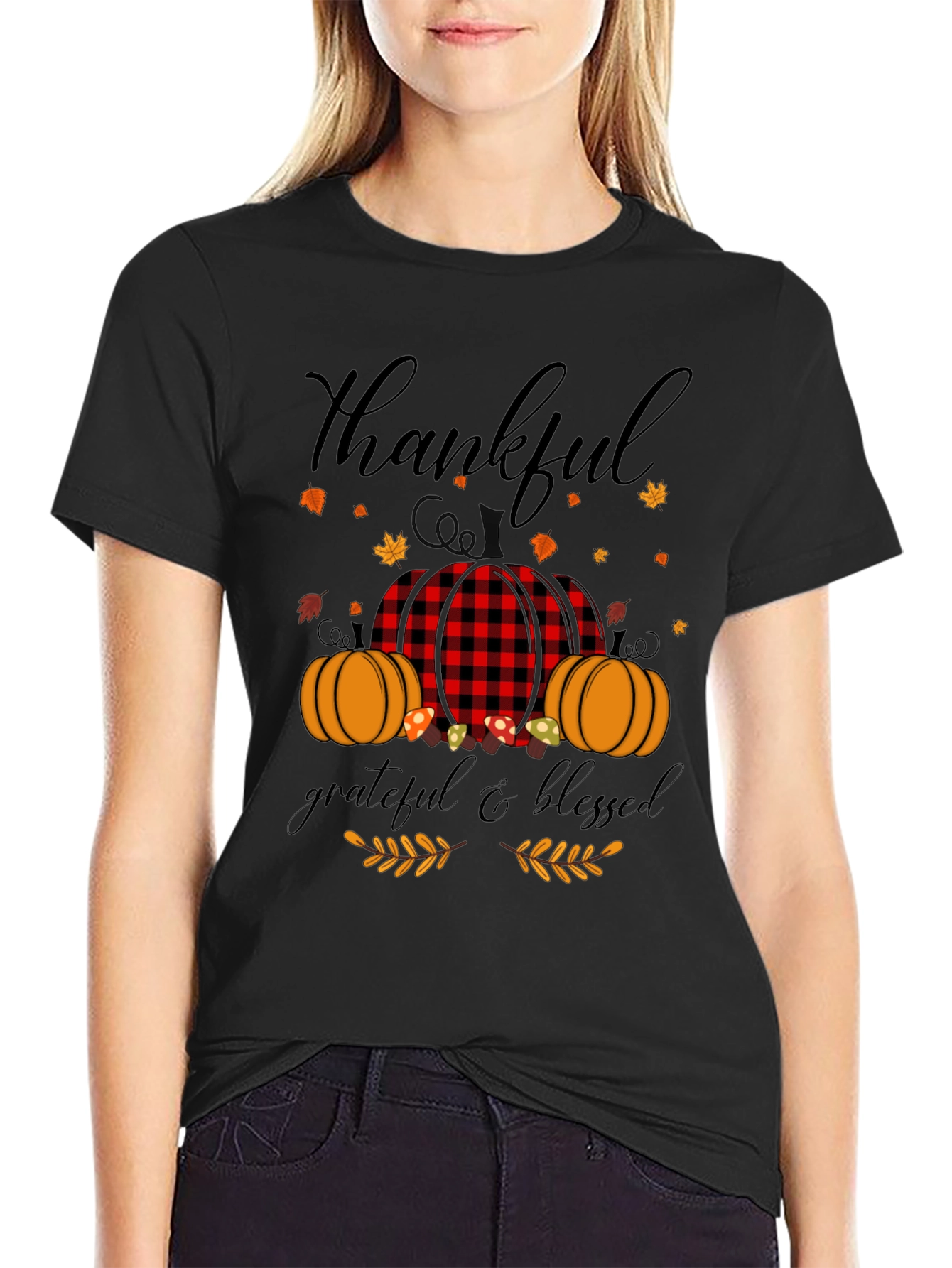 Thankful Grateful Blessed Fall Pumpkin T-Shirt