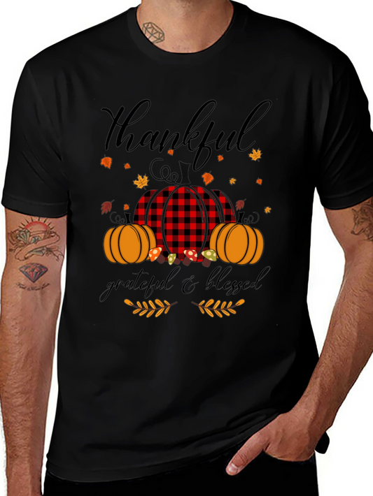 Thankful Grateful Blessed Fall Pumpkin T-Shirt