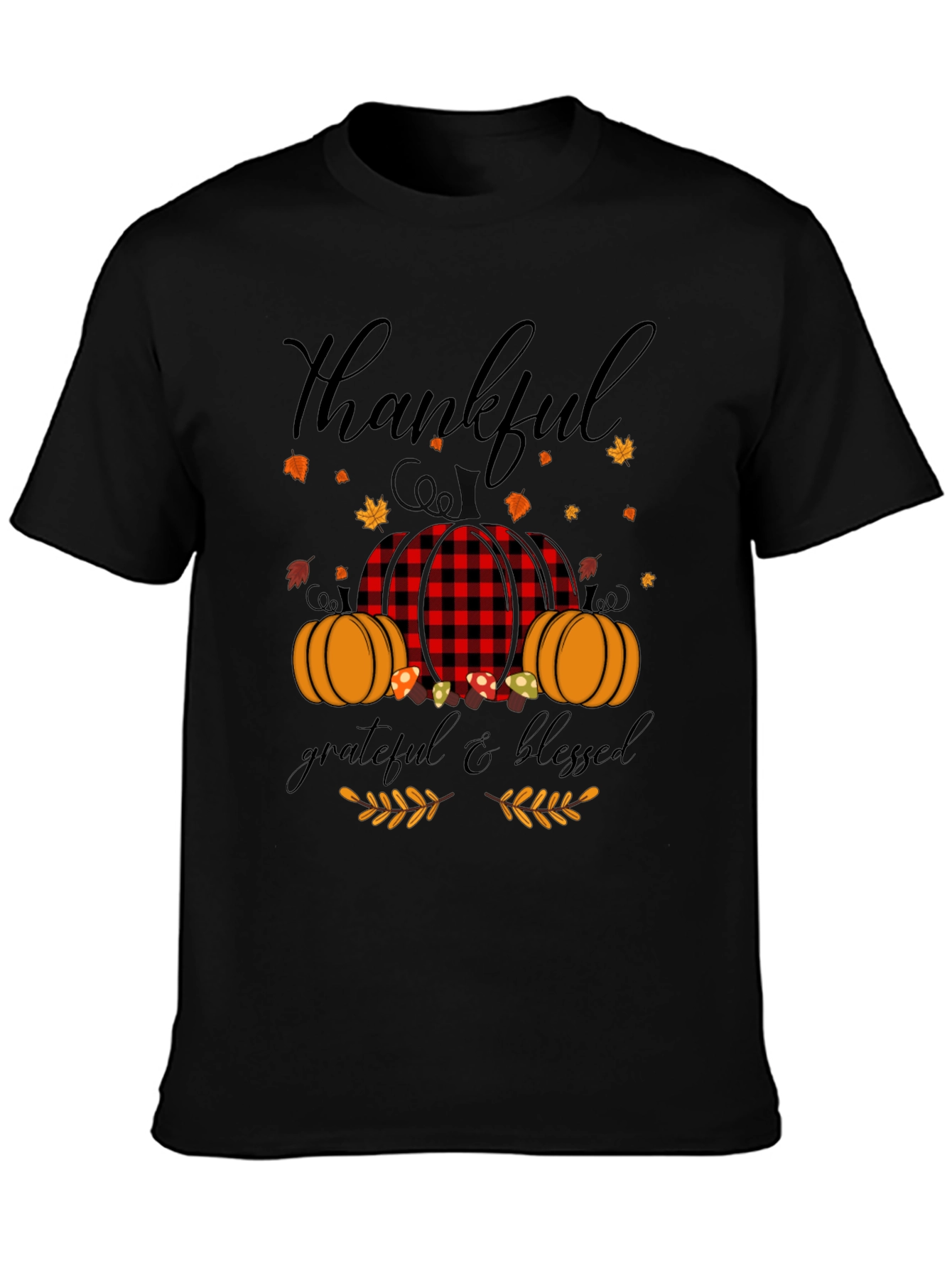 Thankful Grateful Blessed Fall Pumpkin T-Shirt