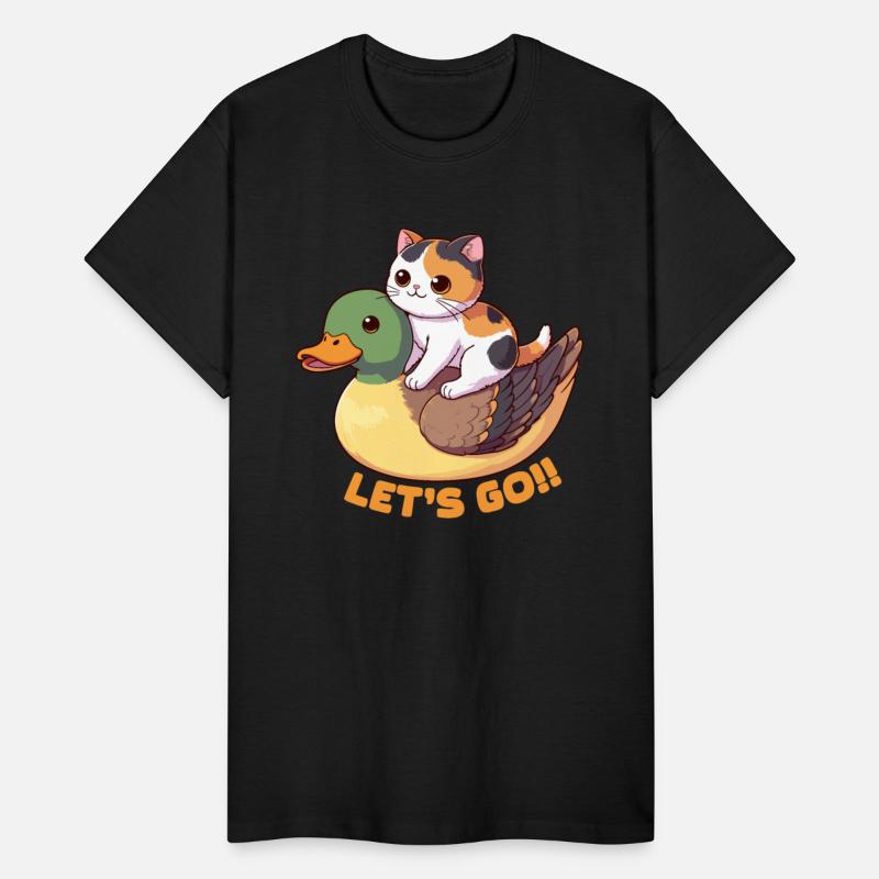 Tuxedo Calico Cat On A Duck