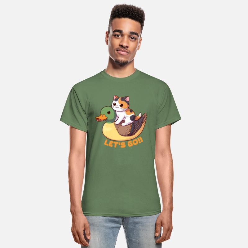 Tuxedo Calico Cat On A Duck