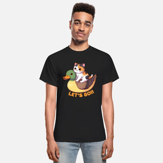 Tuxedo Calico Cat On A Duck