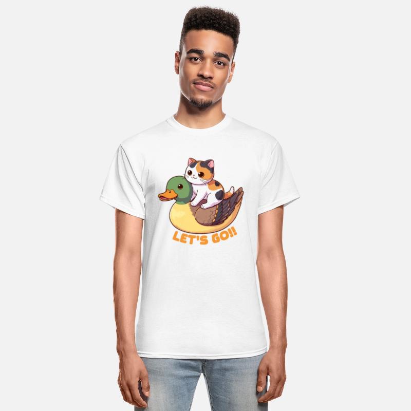 Tuxedo Calico Cat On A Duck