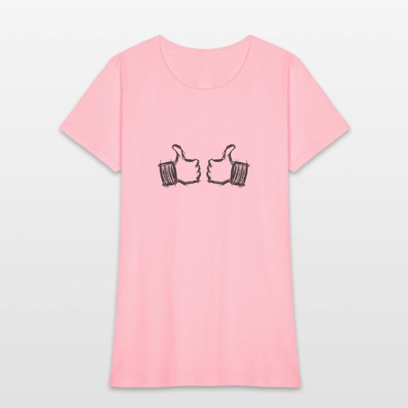 Two thumbs up pointing at me. Drawing. Hand drawn.