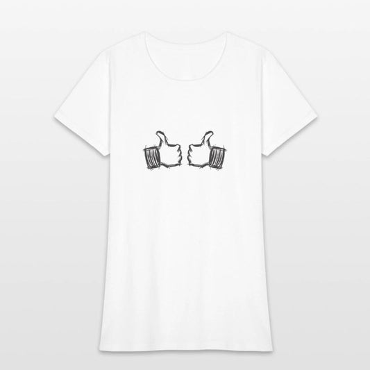 Two thumbs up pointing at me. Drawing. Hand drawn.