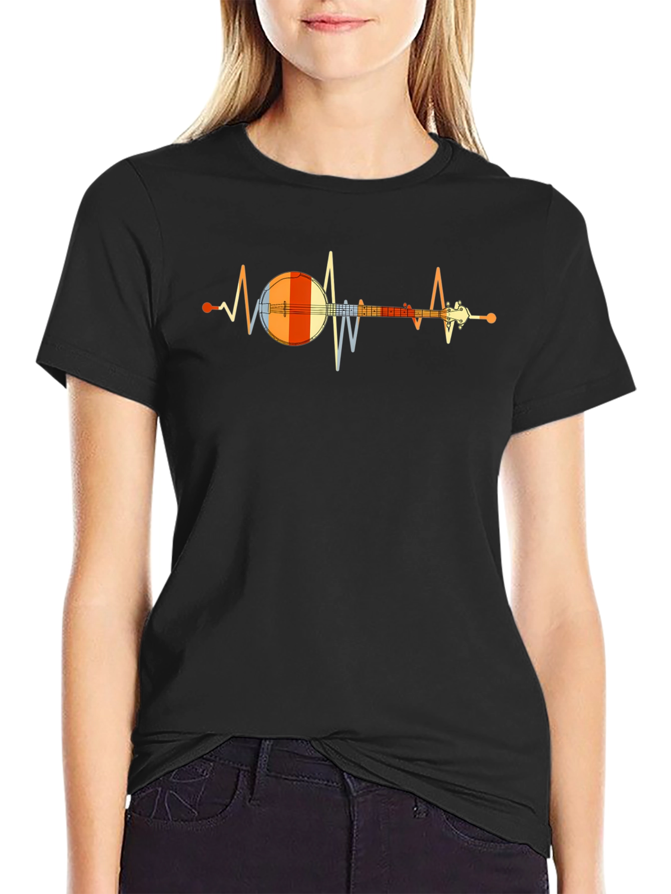 Banjo Heartbeat Graphic Tee - Music Lover Shirt