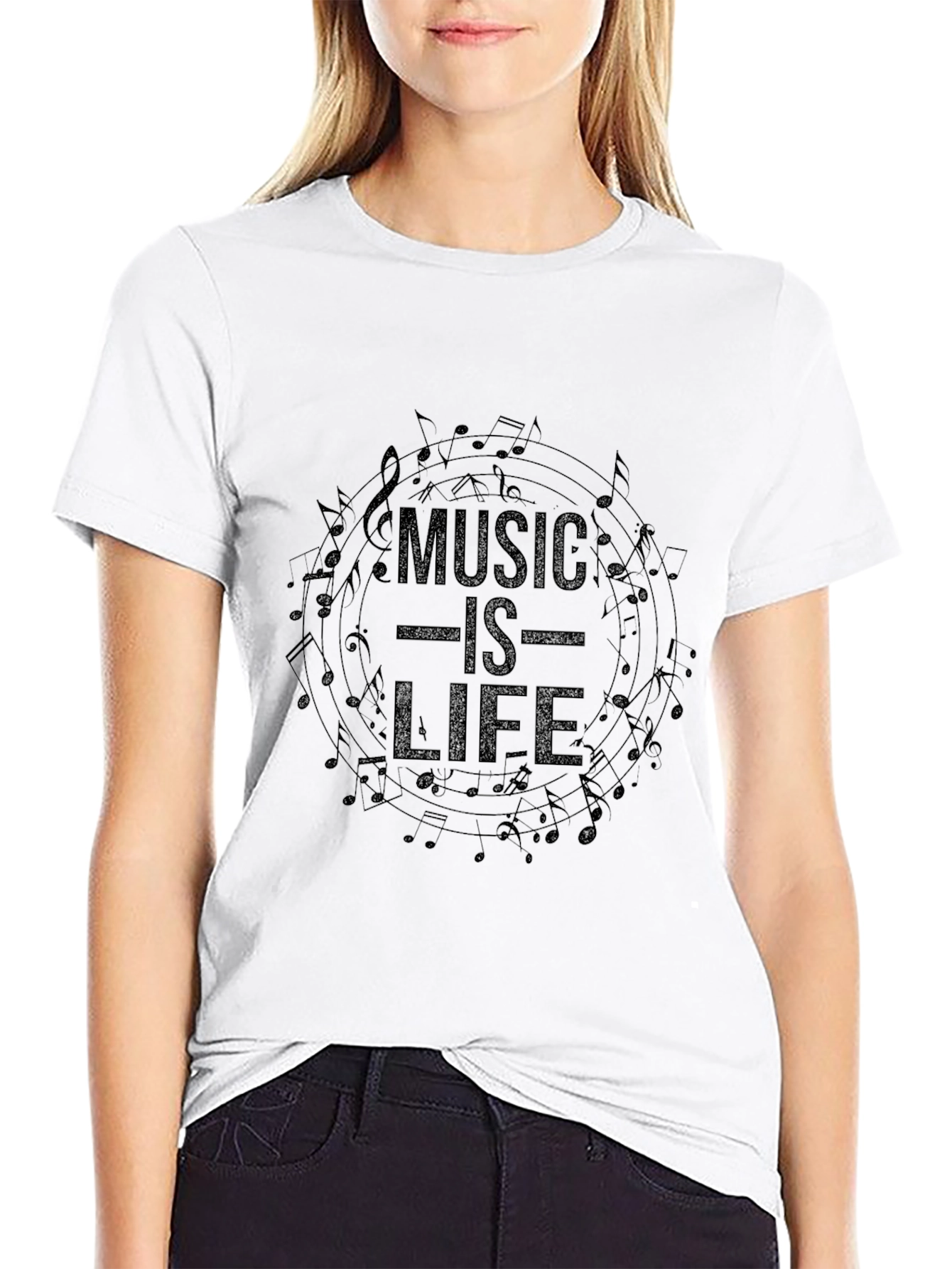 Music is Life Graphic T-Shirt - Black