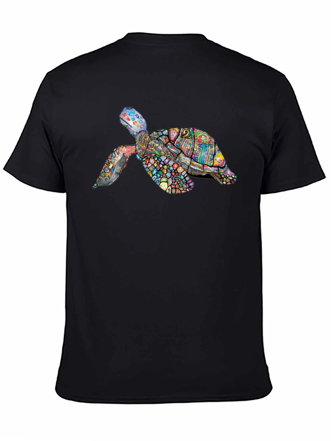 Turtle Graphic Print Black Tee