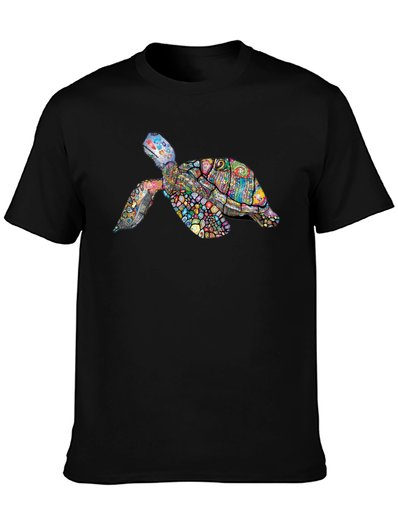 Turtle Graphic Print Black Tee