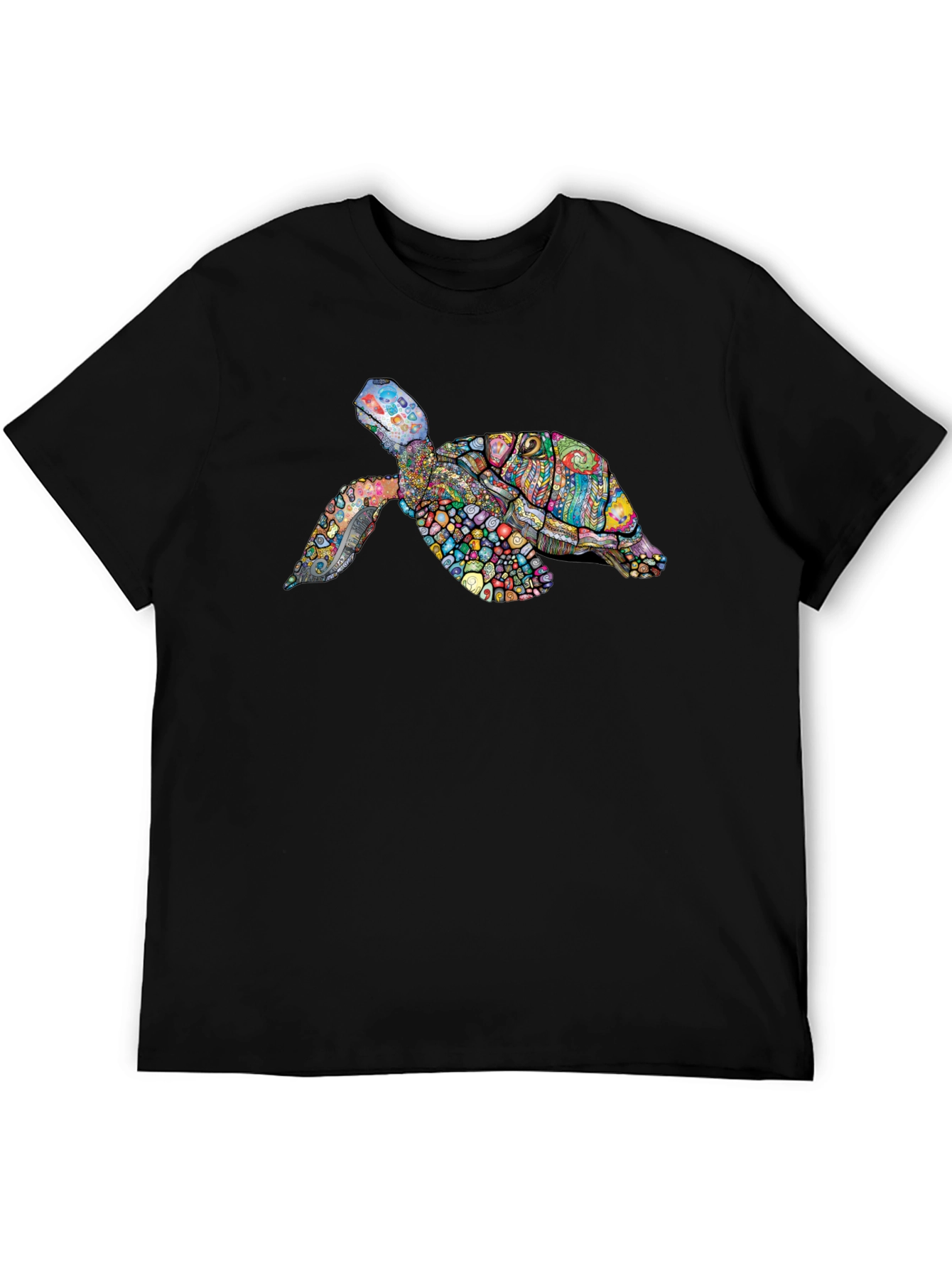 Turtle Graphic Print Black Tee