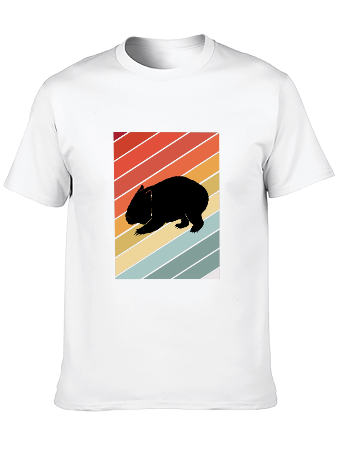 Retro Wombat Graphic Tee - Black Cotton T-Shirt