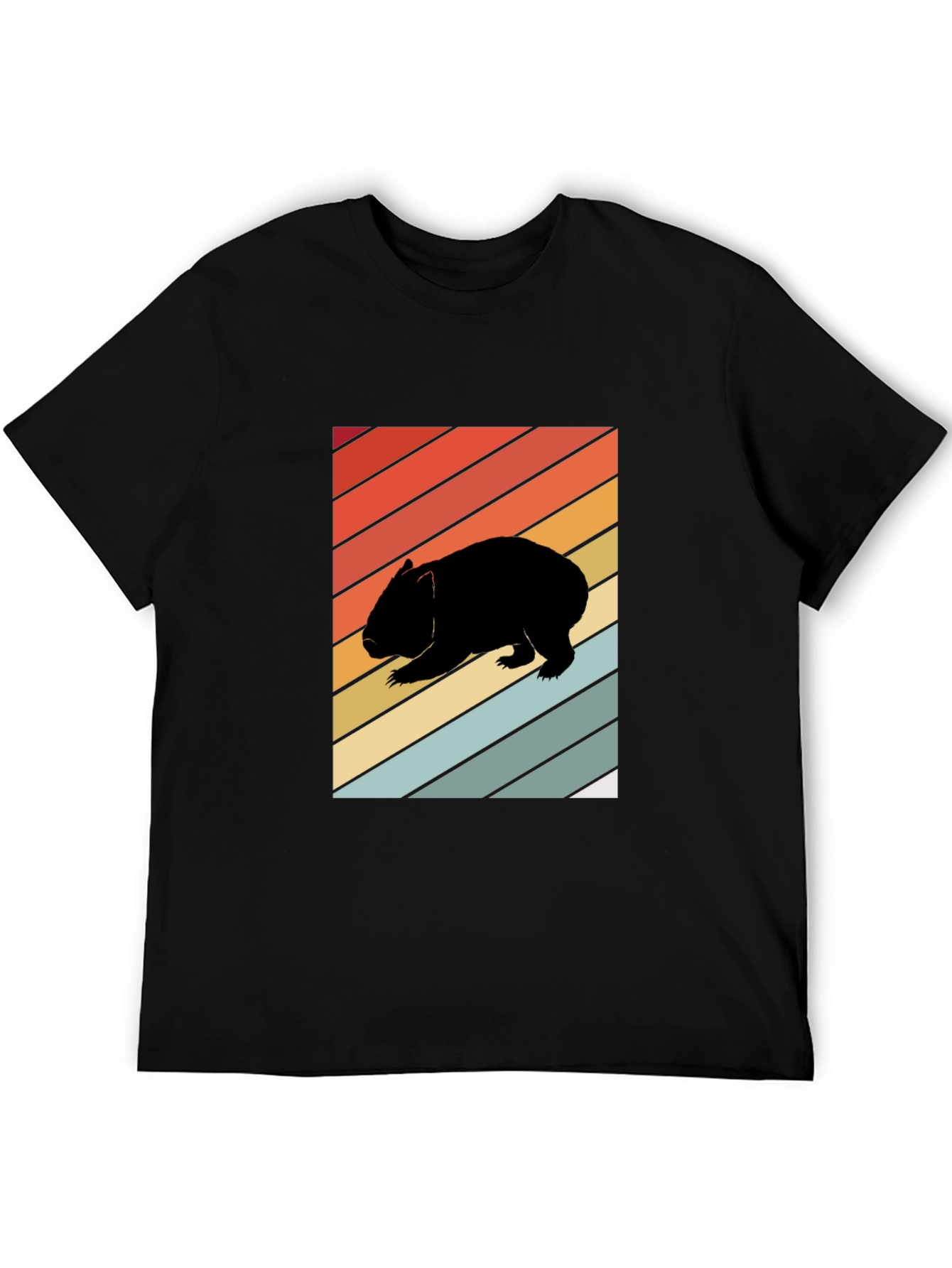 Retro Wombat Graphic Tee - Black Cotton T-Shirt