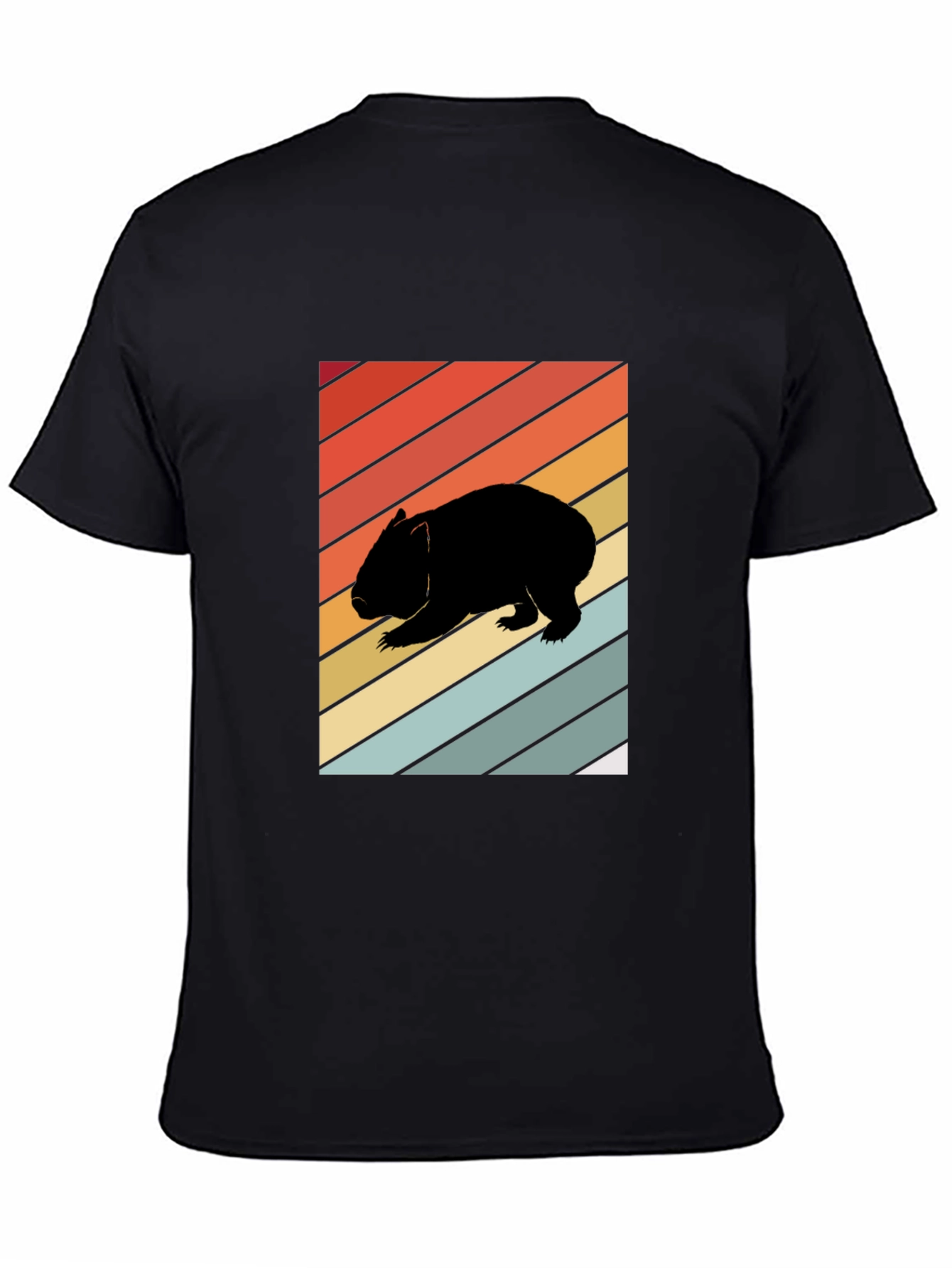 Retro Wombat Graphic Tee - Black Cotton T-Shirt
