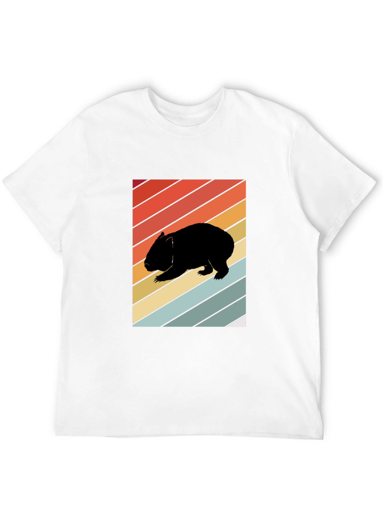 Retro Wombat Graphic Tee - Black Cotton T-Shirt
