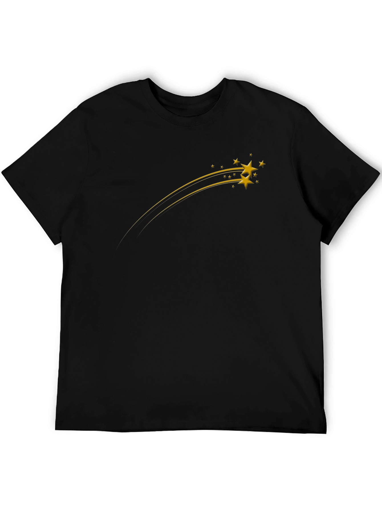 Mens Black Graphic Tee - Shooting Stars Design