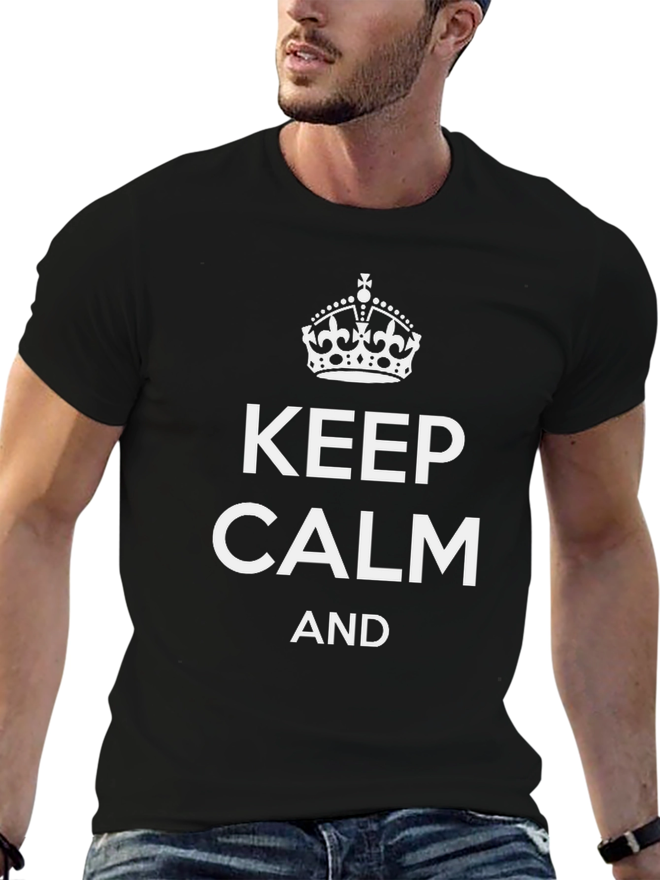 Keep Calm Graphic Tee - Black Cotton Blend T-Shirt