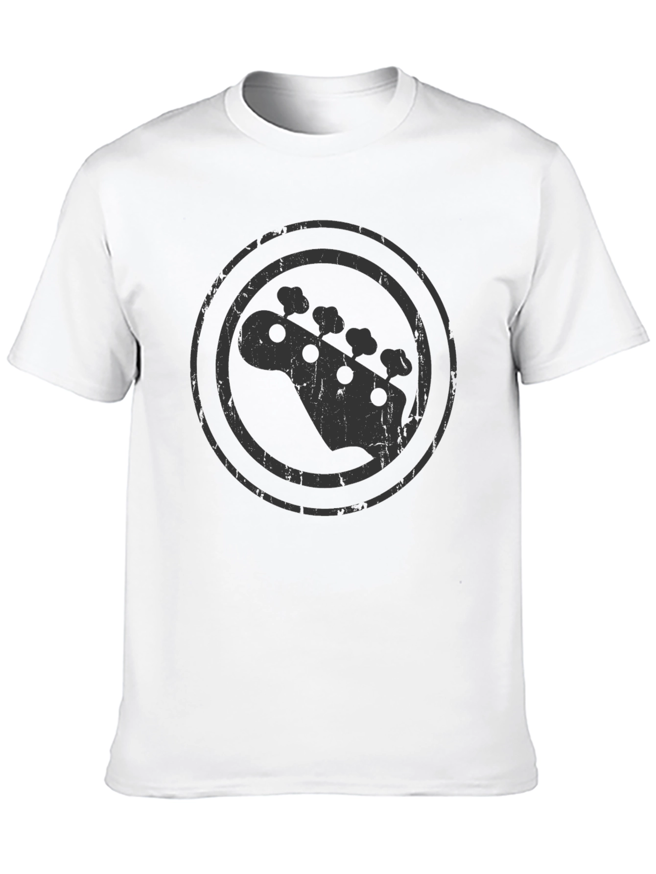 Bass Guitar Headstock Graphic Black T-Shirt