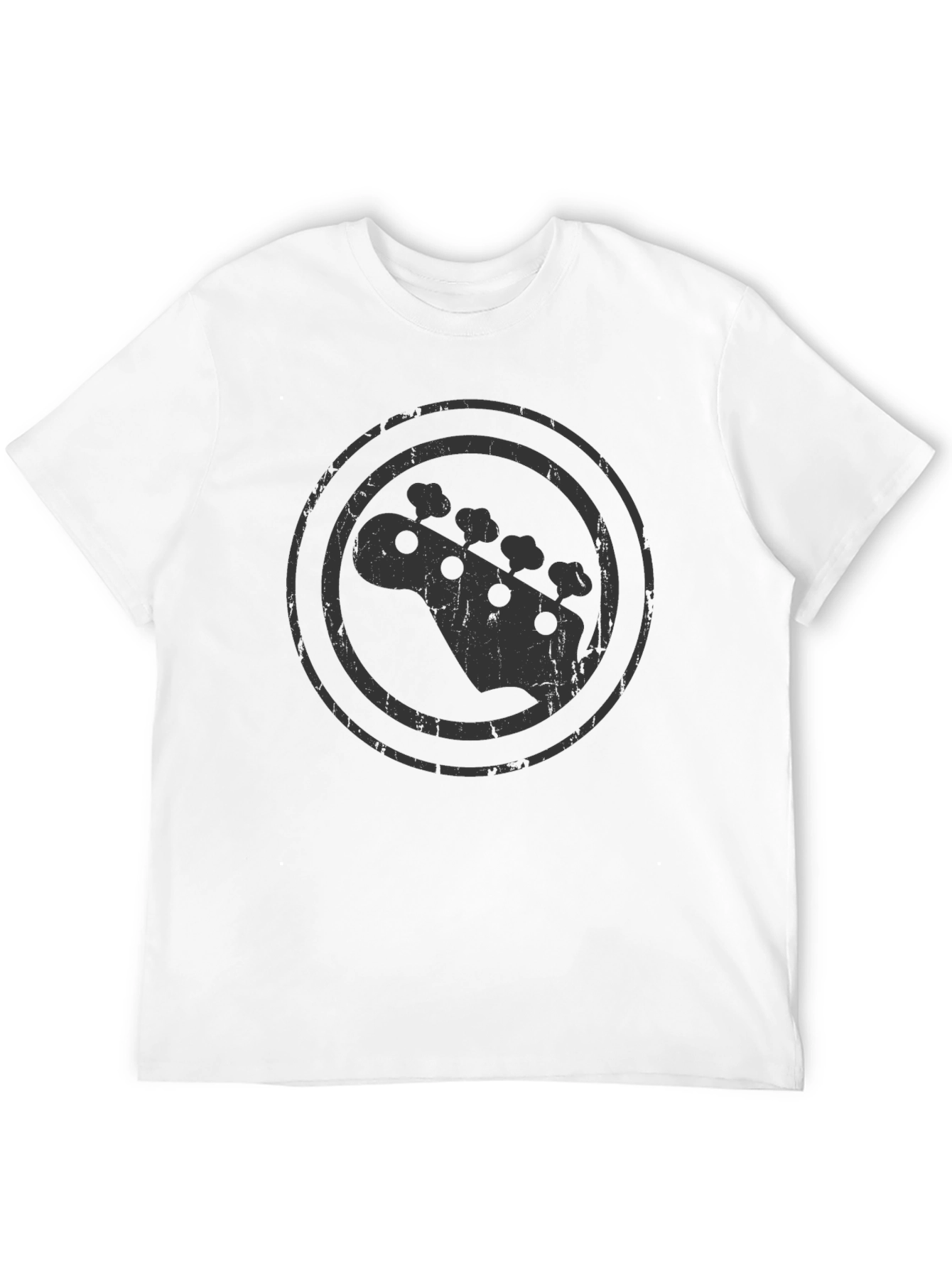 Bass Guitar Headstock Graphic Black T-Shirt