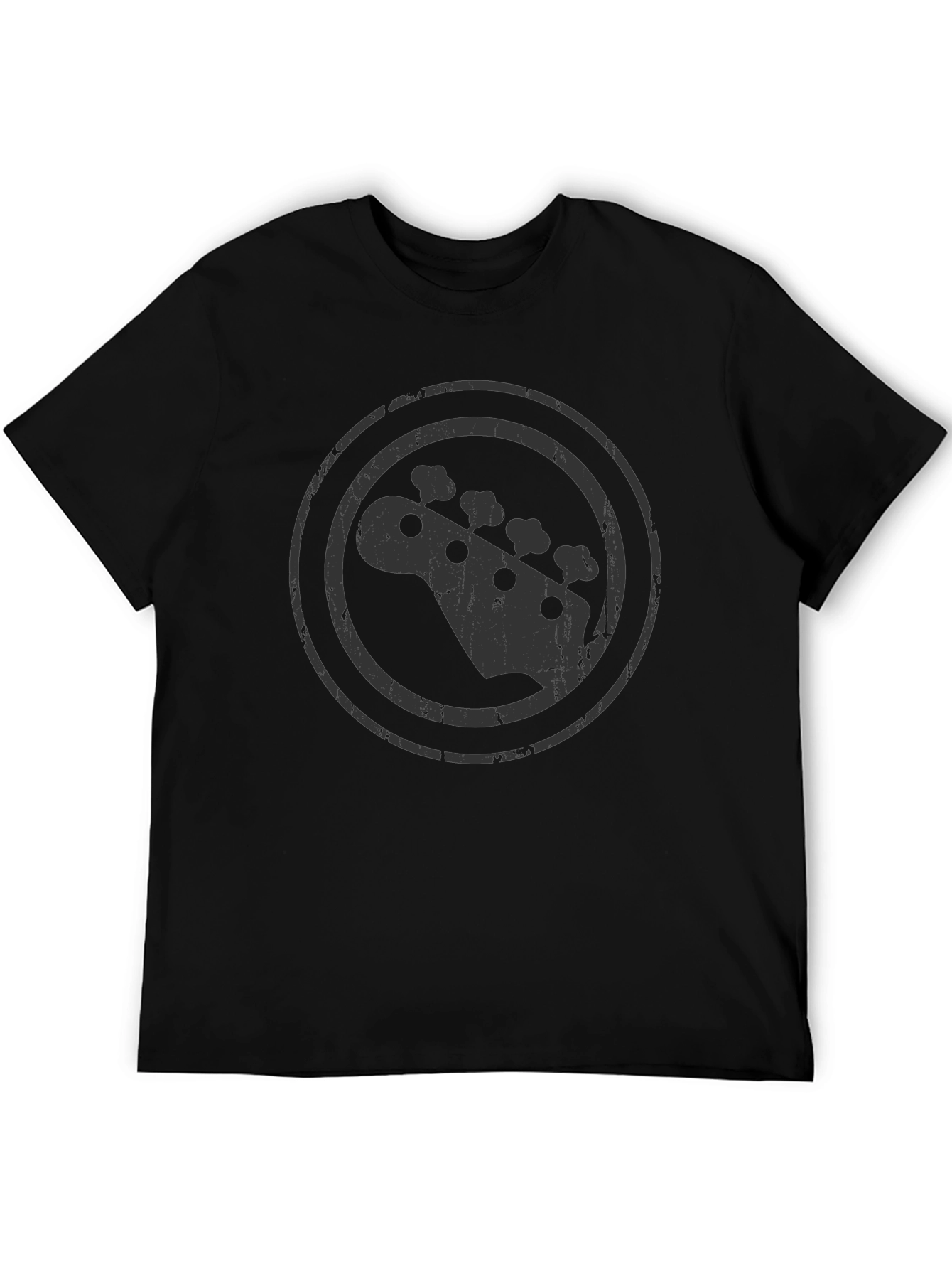 Bass Guitar Headstock Graphic Black T-Shirt