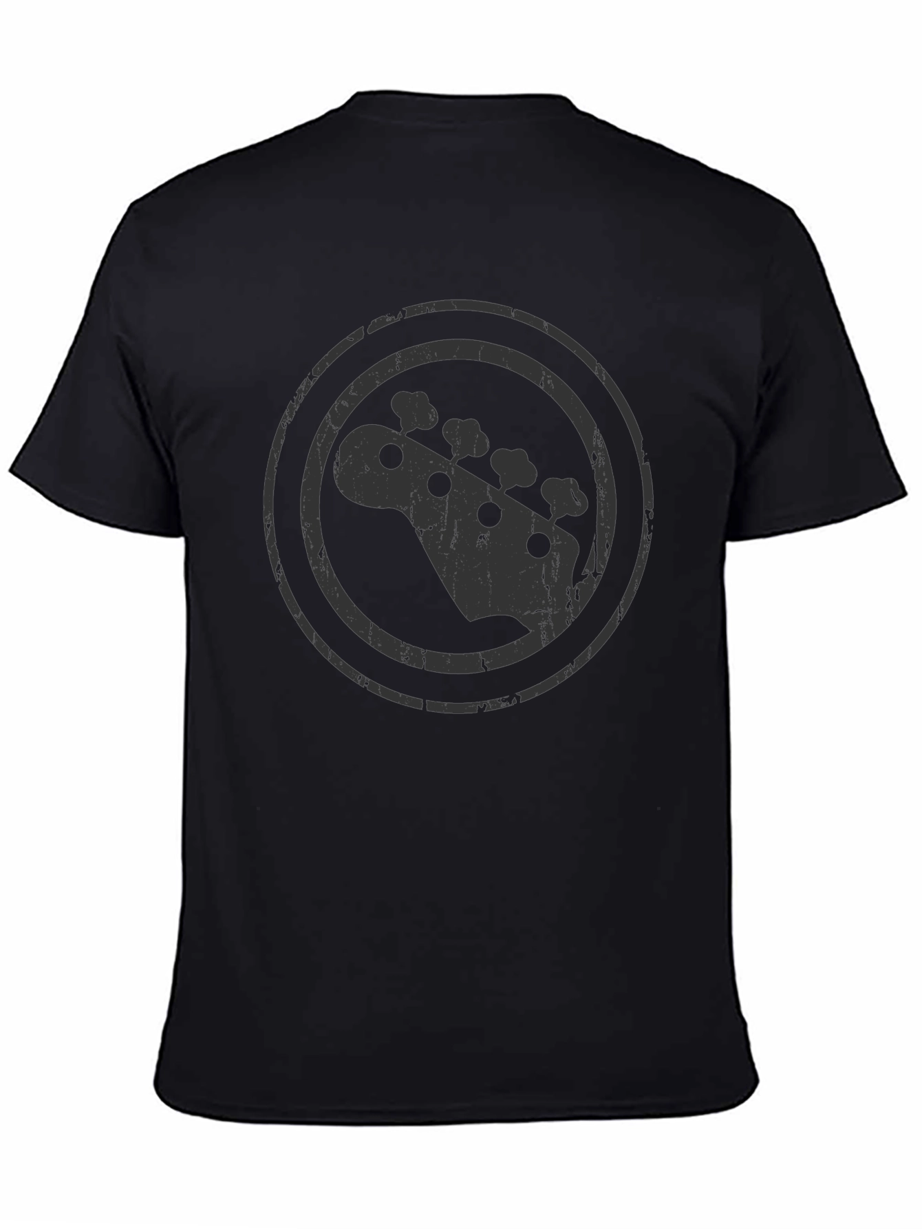 Bass Guitar Headstock Graphic Black T-Shirt