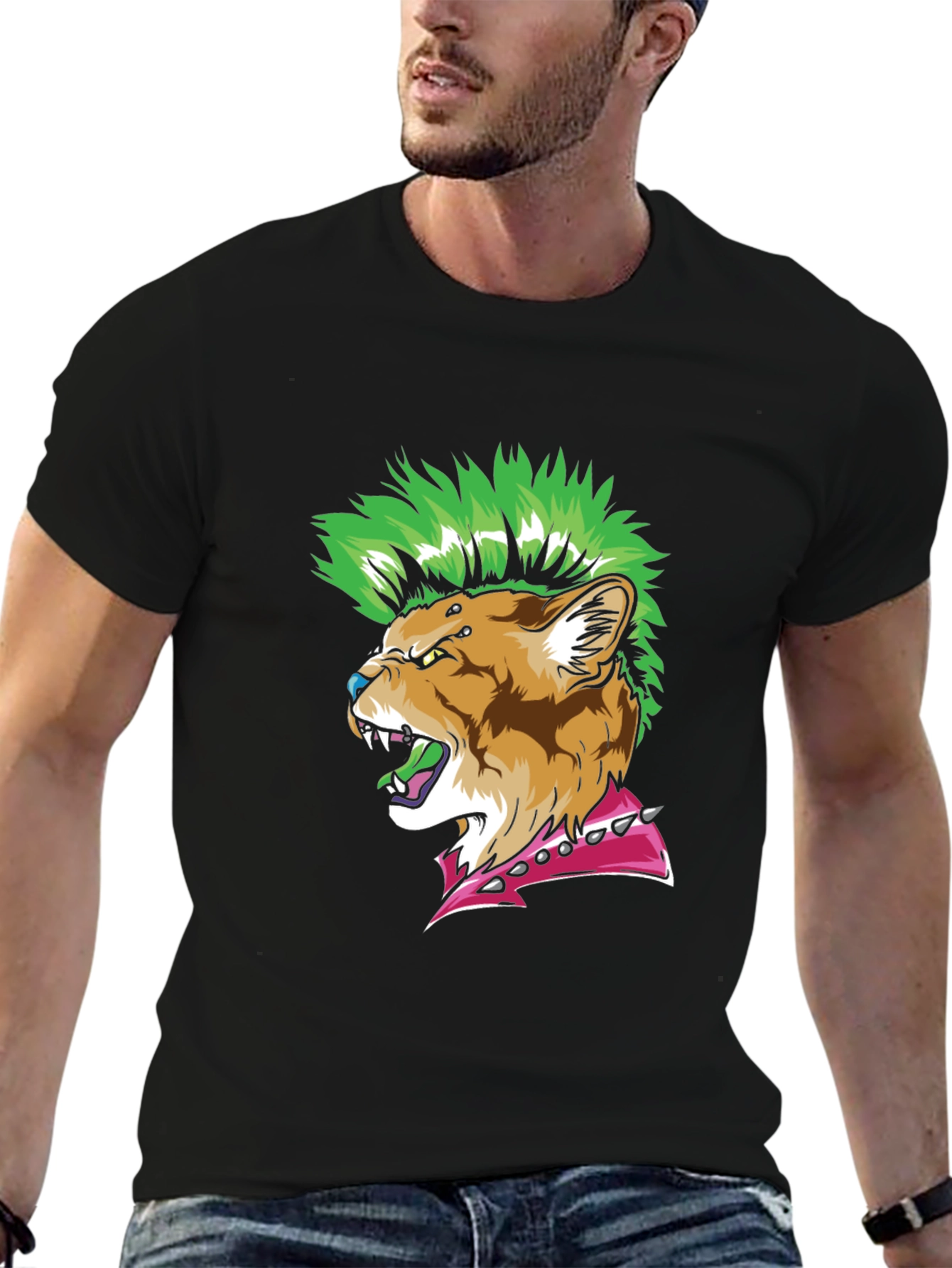 Punk Rock Cougar T-Shirt - Edgy Animal Graphic Tee