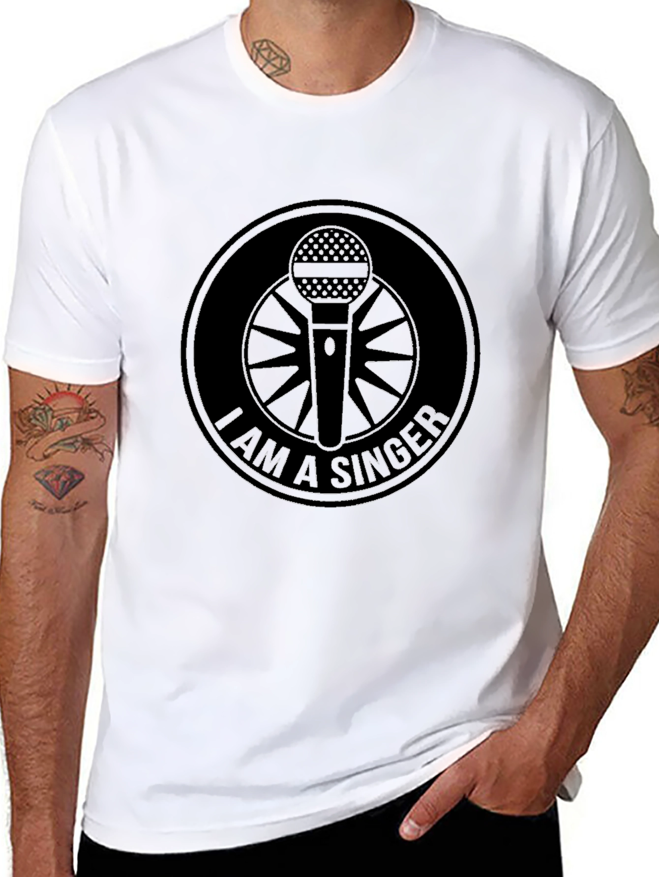I am a Singer Black T-Shirt with Microphone Design