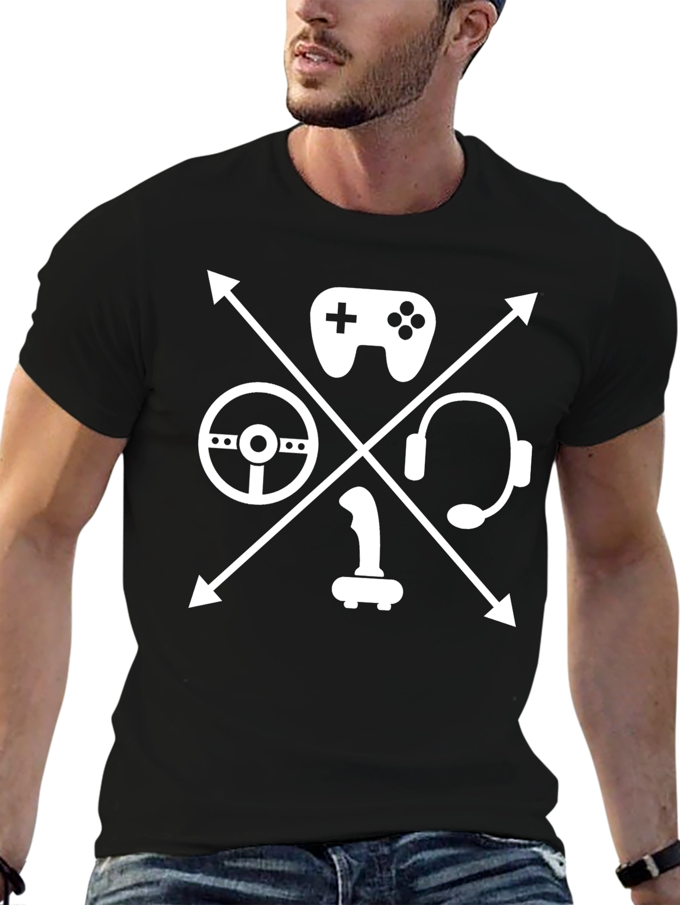 Gamer Gear Graphic Tee - Black Cotton T-Shirt