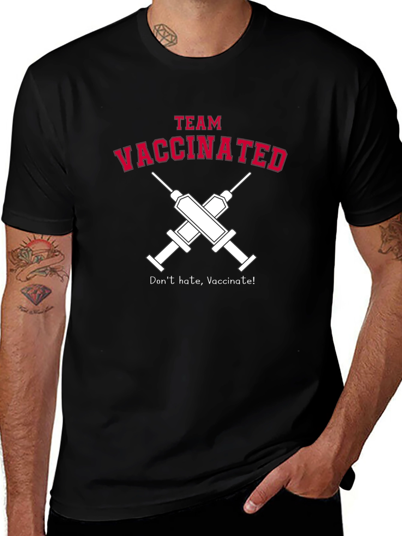 Team Vaccinated Black Graphic Tee