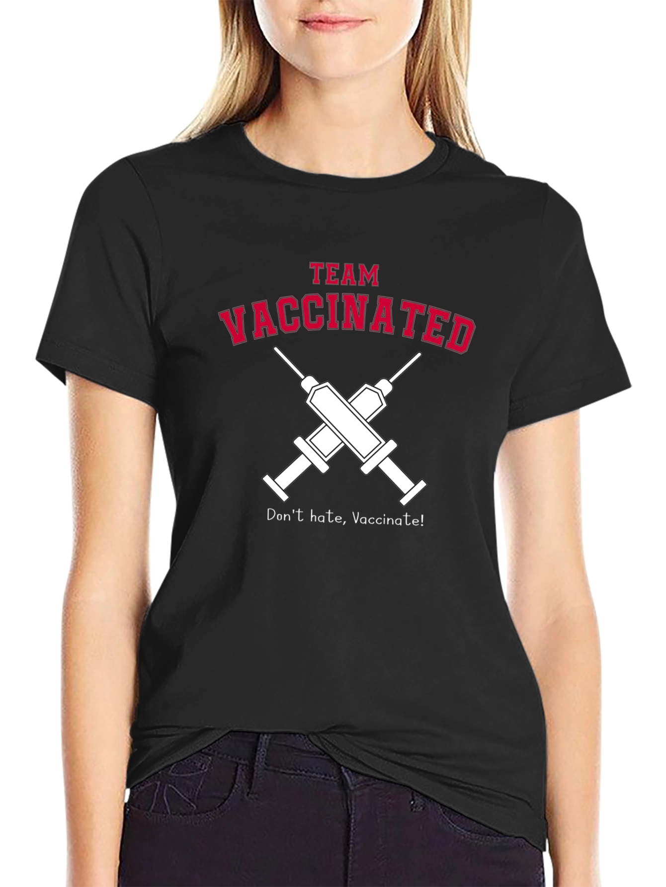 Team Vaccinated Black Graphic Tee